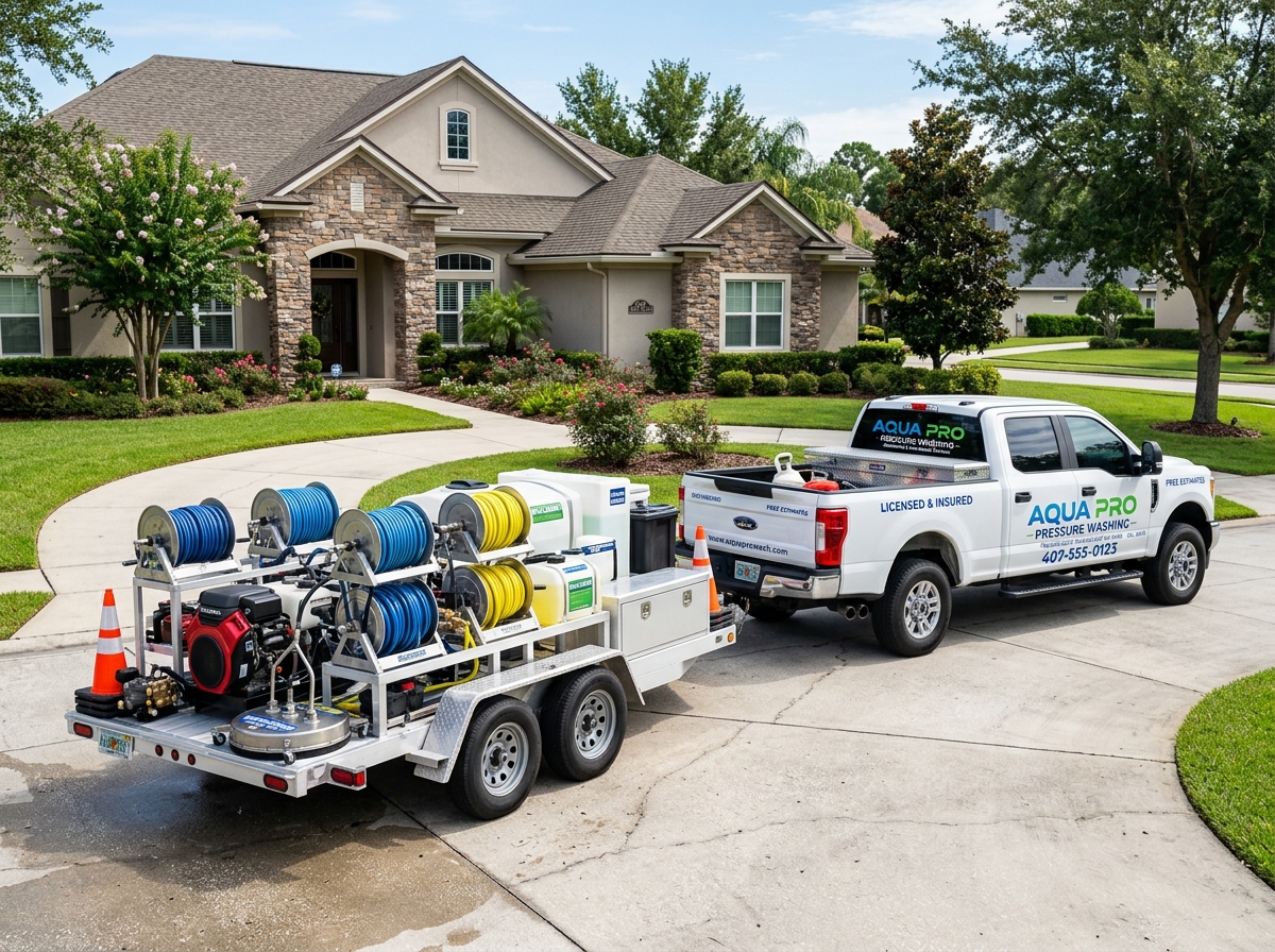 HydroBlast Pressure Washing crew and truck rig